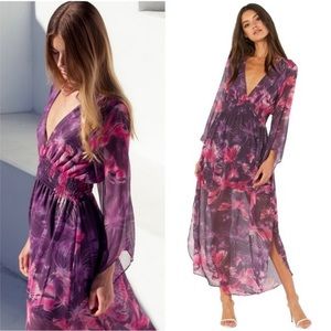 Misa Los Angeles Satya Floral Midi Dress sz XS